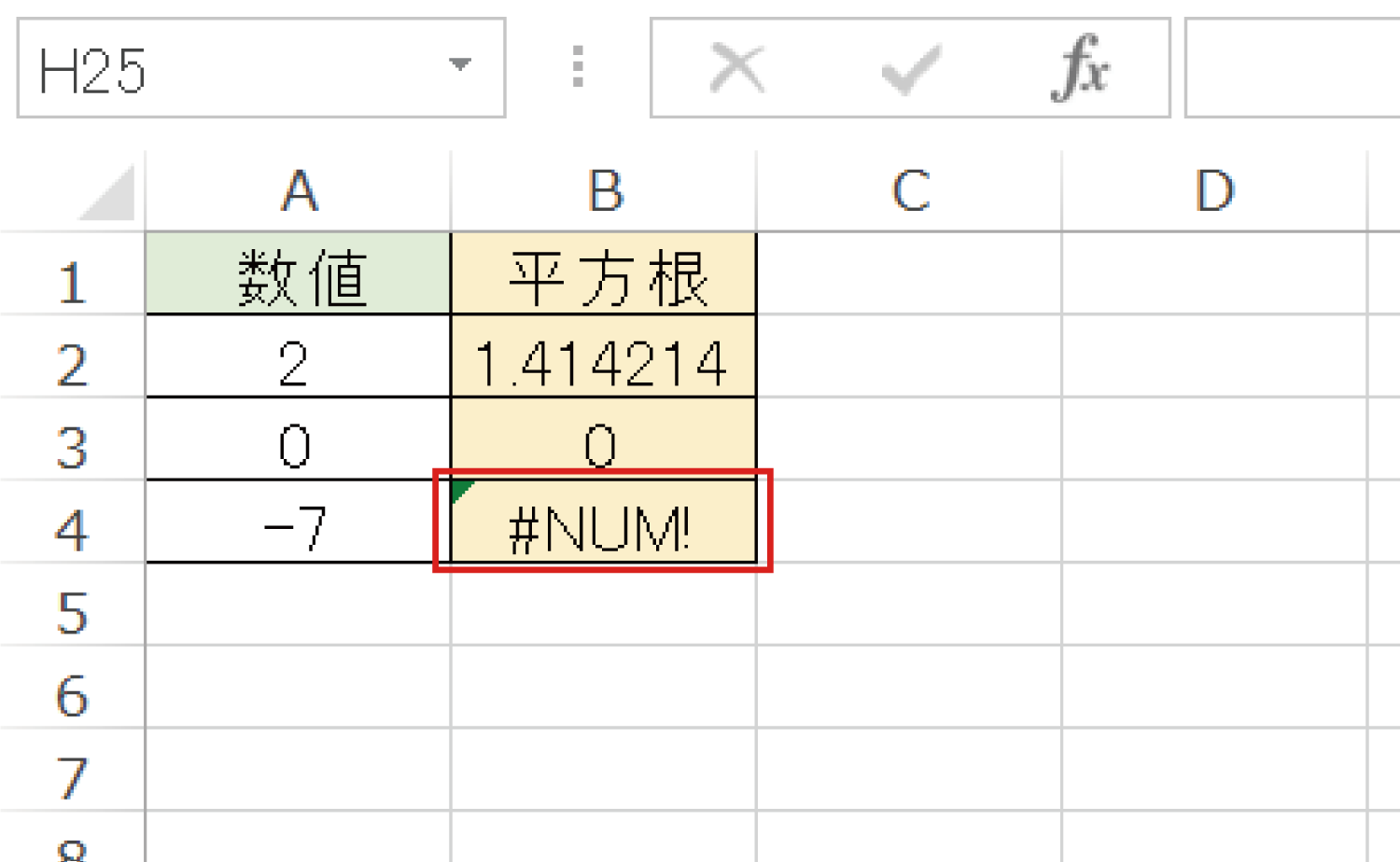 Excelで平方根（ルート）を求めるSQRT関数の使い方5