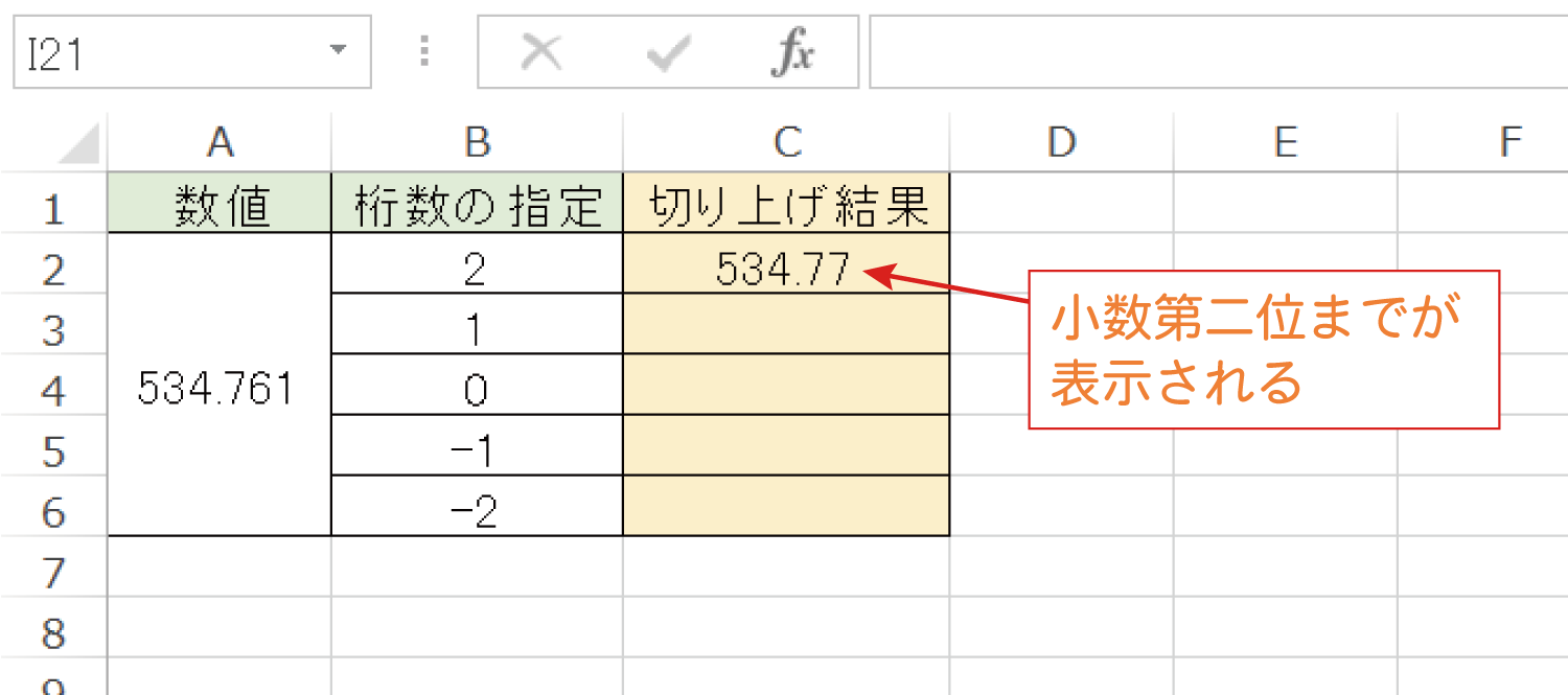 Excelで桁を指定して切り上げるROUNDUP関数の使い方4