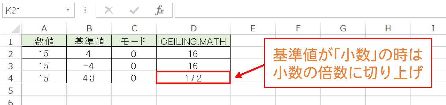 Excelで基準値の倍数に切り上げるCEILING.MATH関数の使い方5