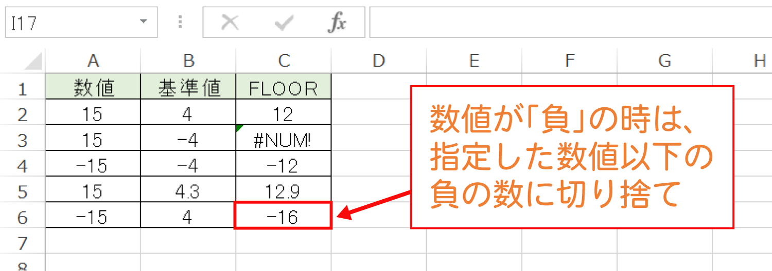Excelで基準値の倍数に切り捨てるFLOOR関数の使い方6