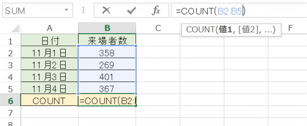 Excelで数値が入力されたセルの個数を数える|COUNT関数の使い方